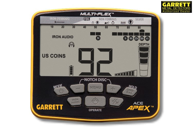 Garrett ACE APEX Metalldetektor Display